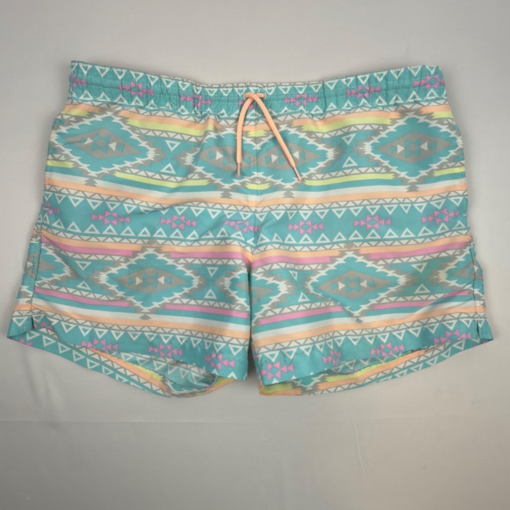 chubbies Mint Aztec Print Swim Trunks with Pastel Accents